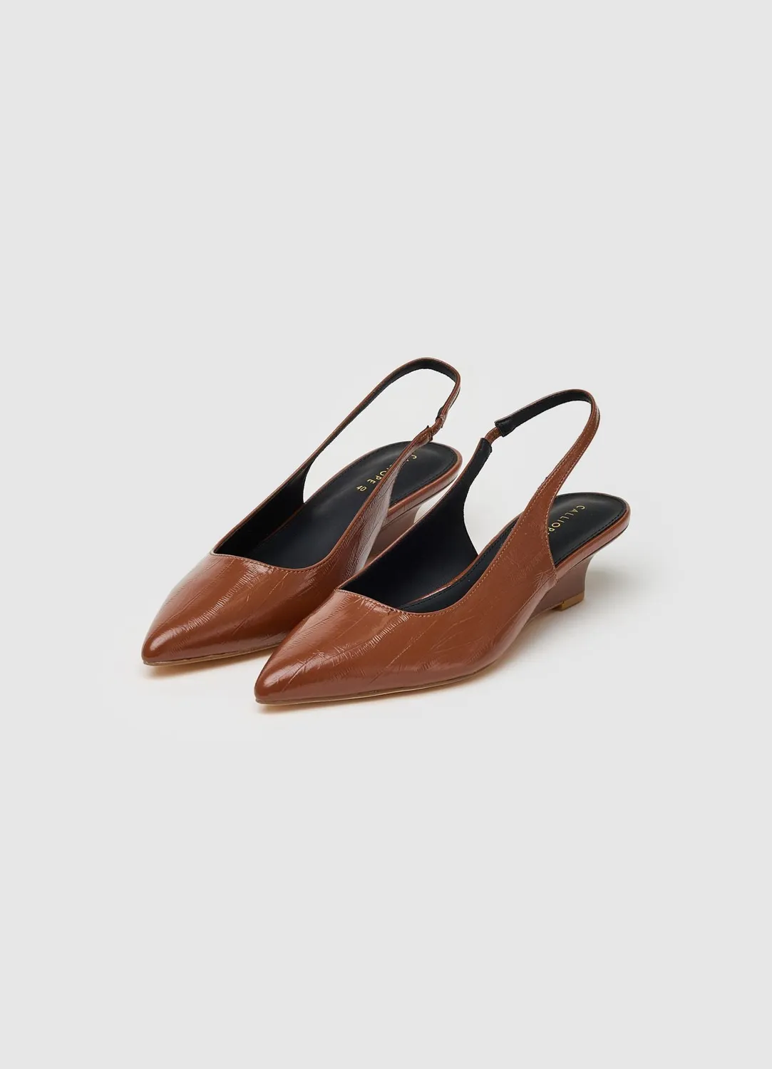 Calliope slingback compensée femme effet croco 4,5 cm