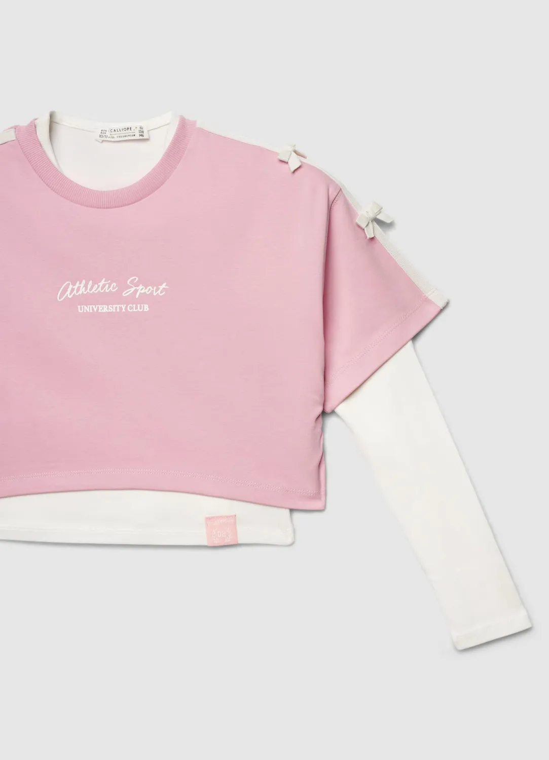Calliope sweat fille court à inscription sans capuche