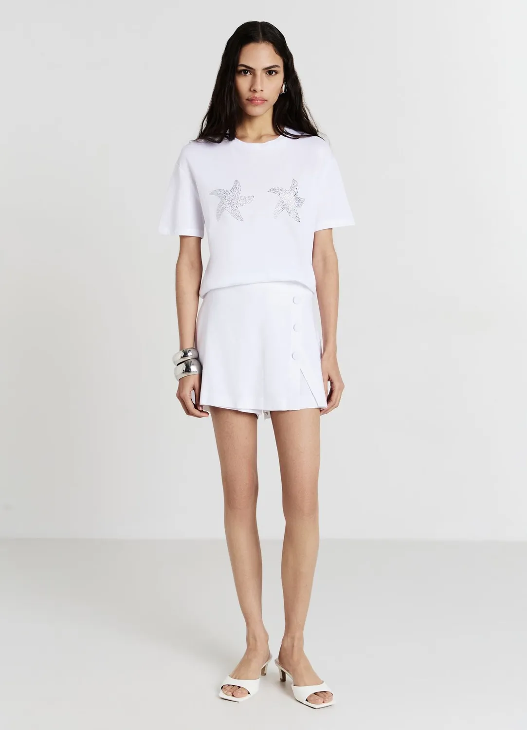 Calliope t-shirt femme coton étoiles strass col rond