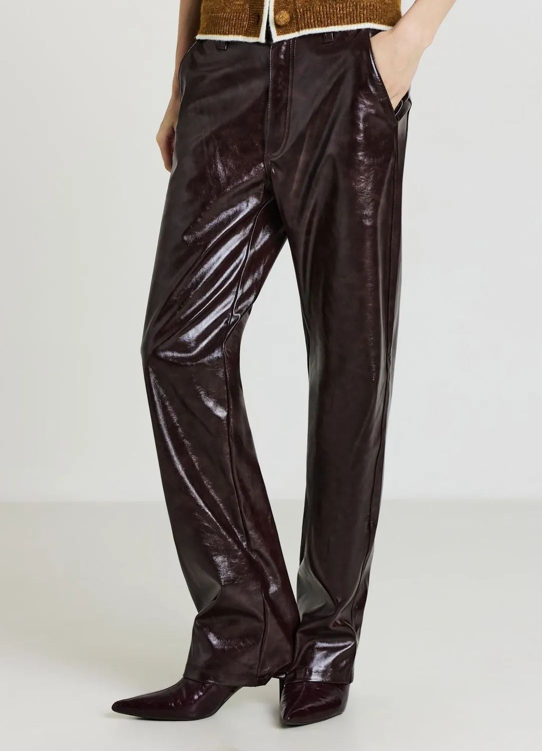 Calliope pantalon droit femme effet cuir