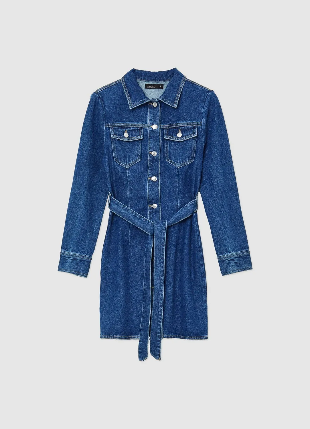 Calliope Atelier robe chemise en denim taille S à ceinture