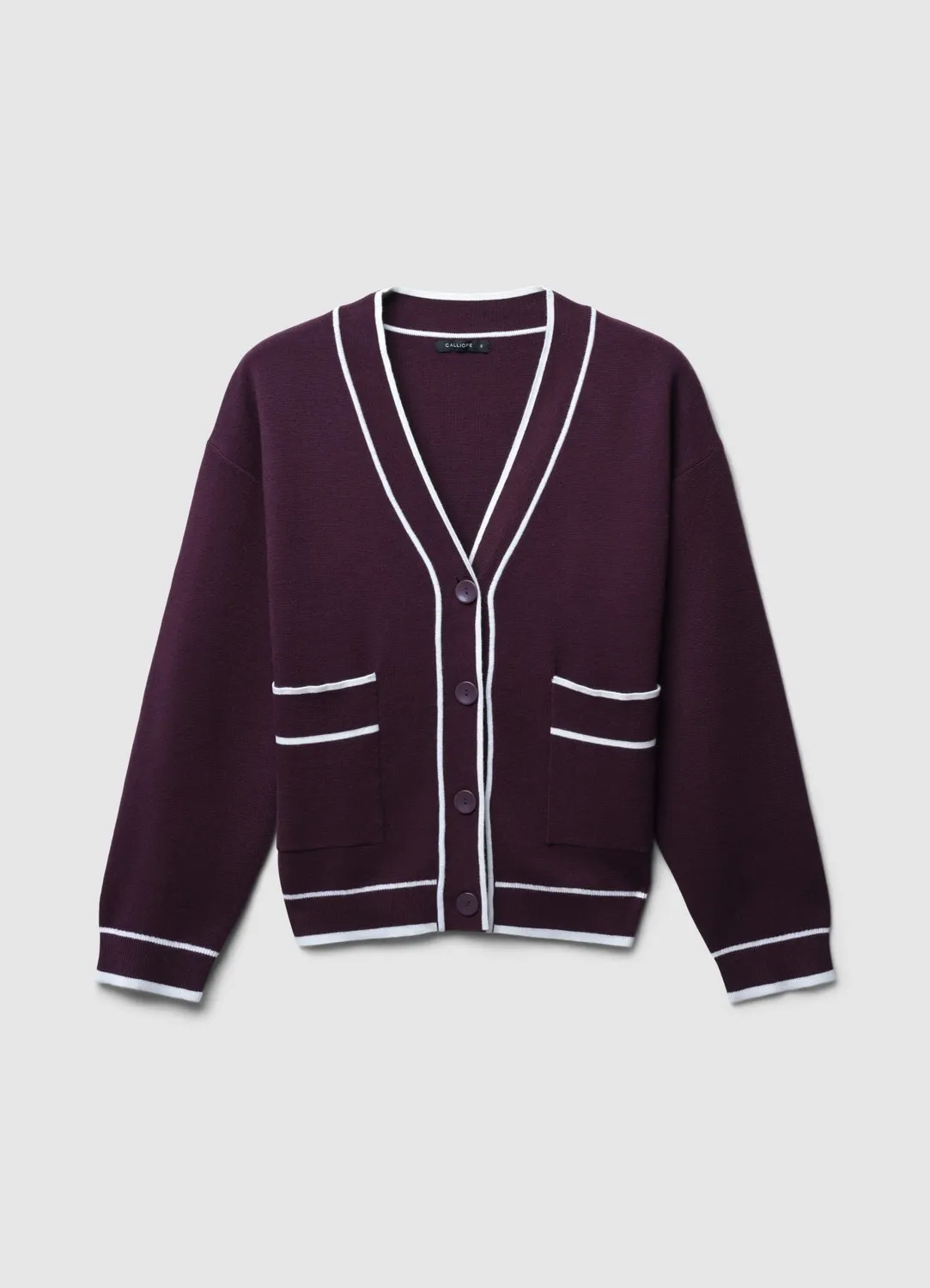 Calliope cardigan femme gilet col V à poches contrasté