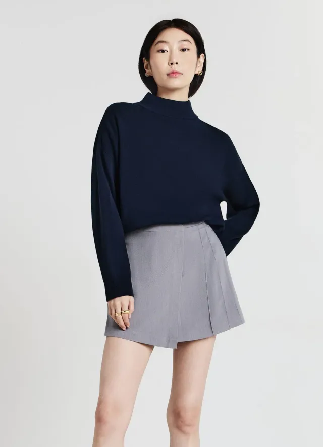 Calliope pull col roulé uni femme manches longues