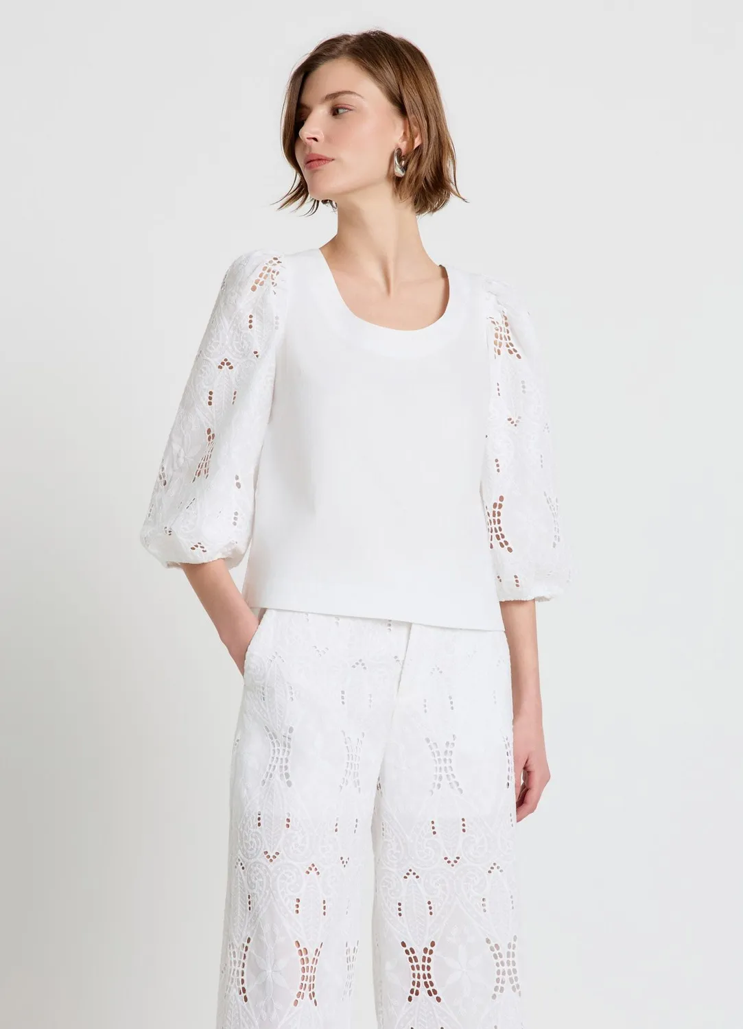 Calliope blouse col large manches ballon broderie