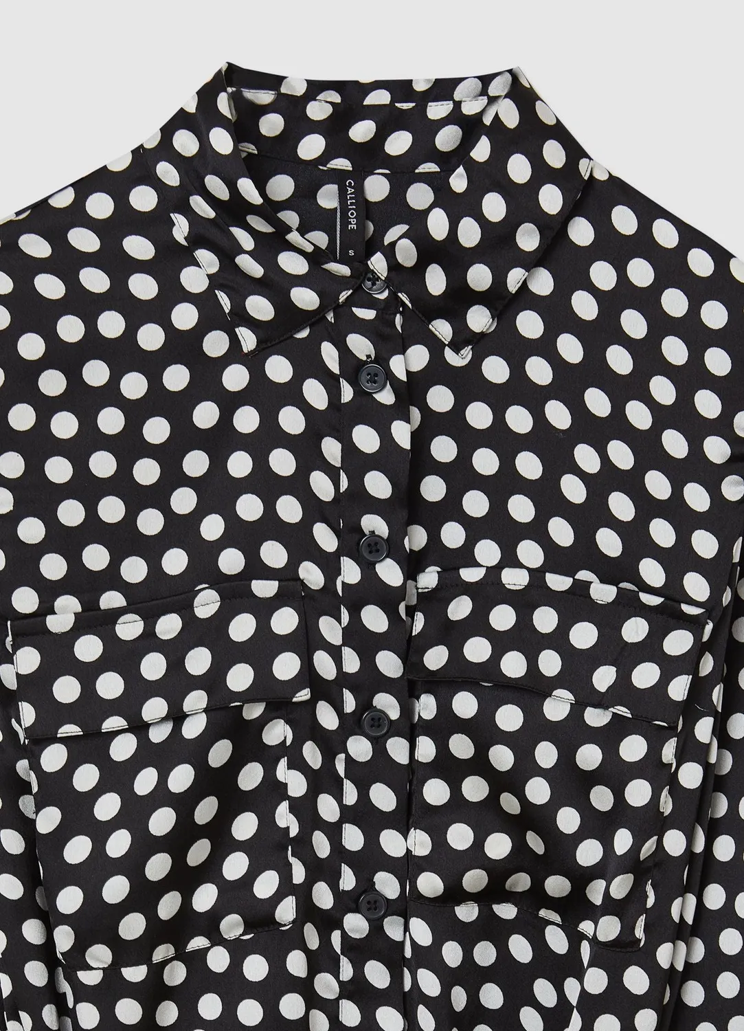 Calliope pois chemisier robe longue satinée