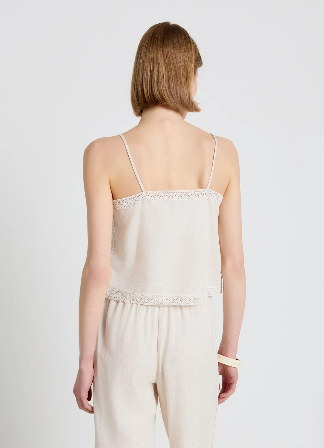 Calliope top uni bretelles passementerie femme