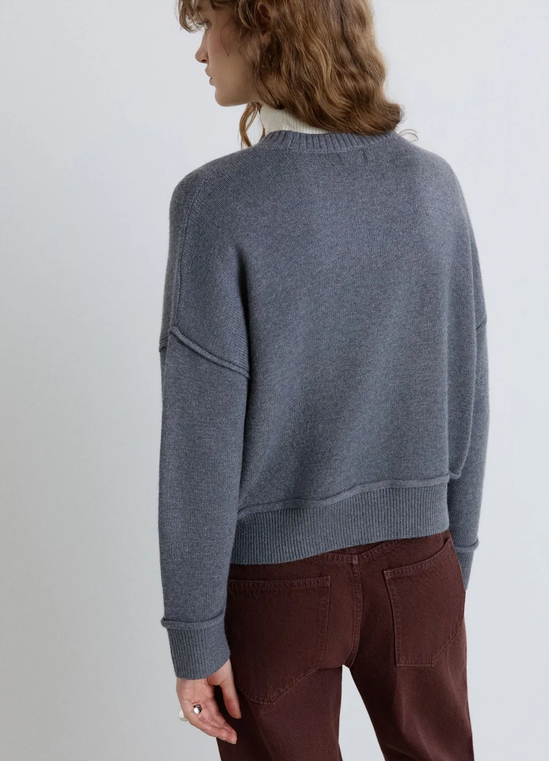 Calliope pull col rond uni femme épaule tombante