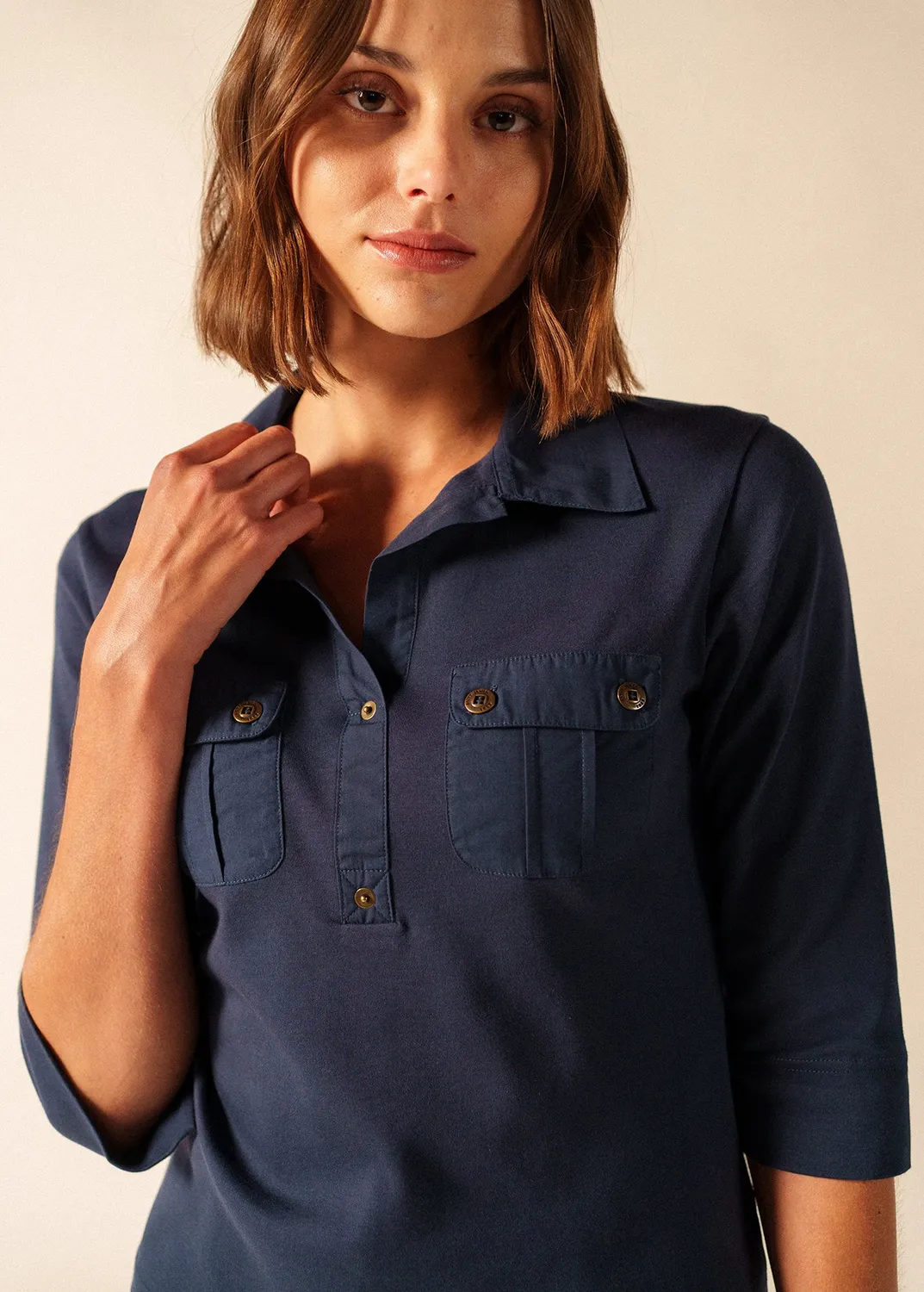 Saint James Oléron polo coton marine femme