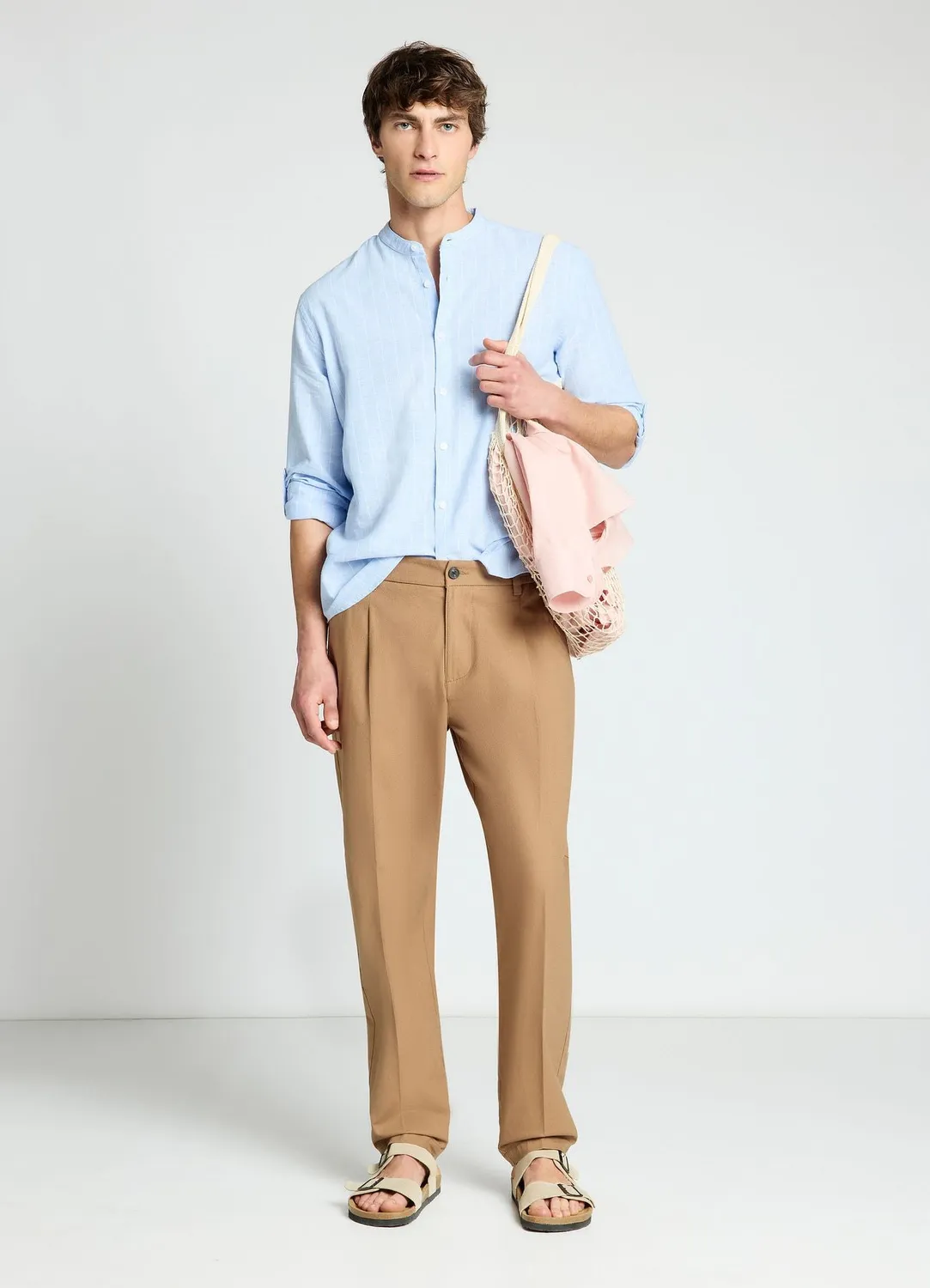 Calliope chemise rayée homme col coréen confort