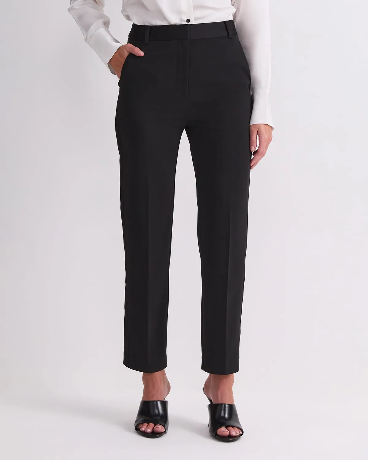 Sportscraft Angie pantalon tailleur femme crêpe galon satin