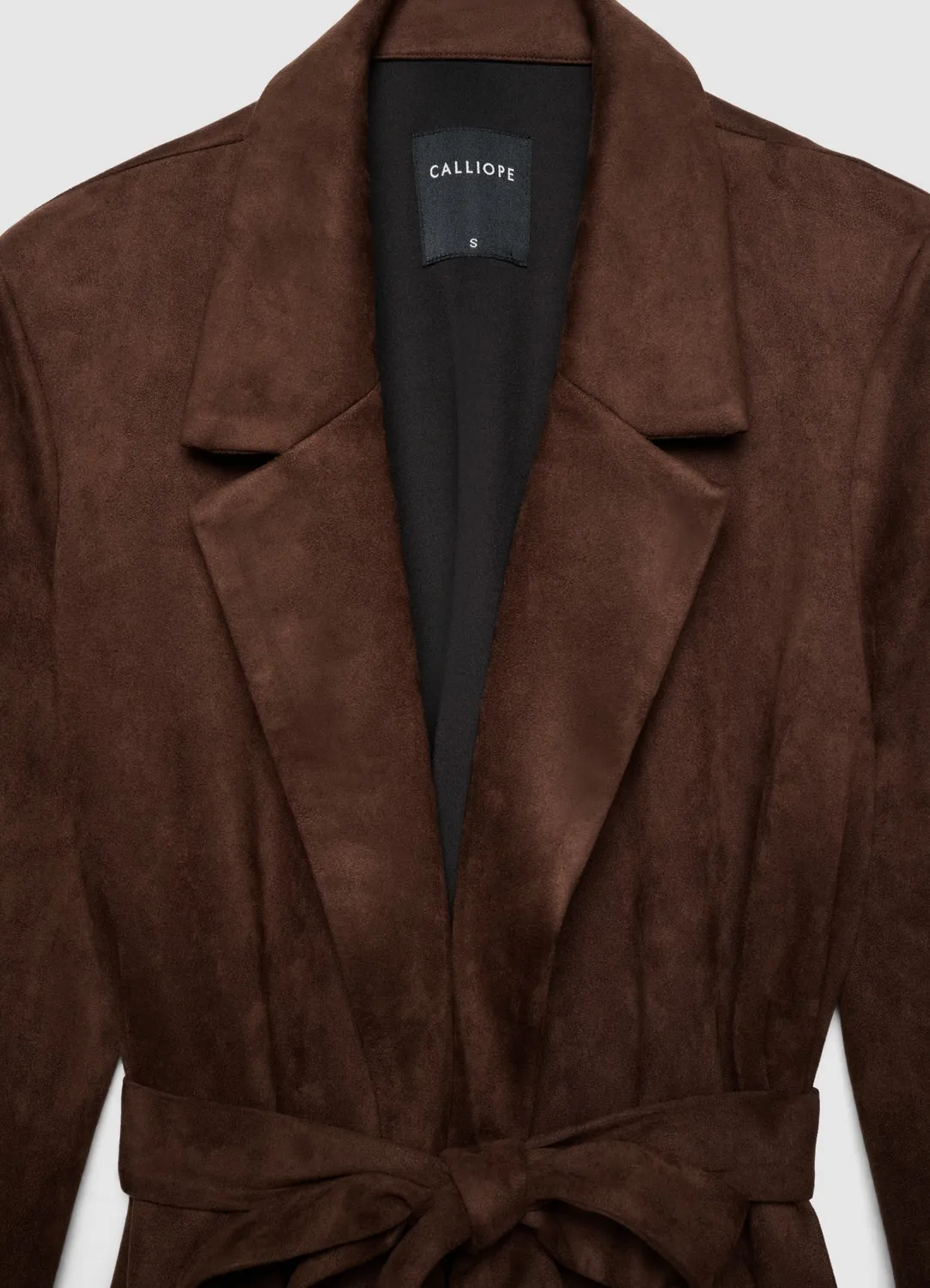 Calliope manteau femme effet suède long à ceinture