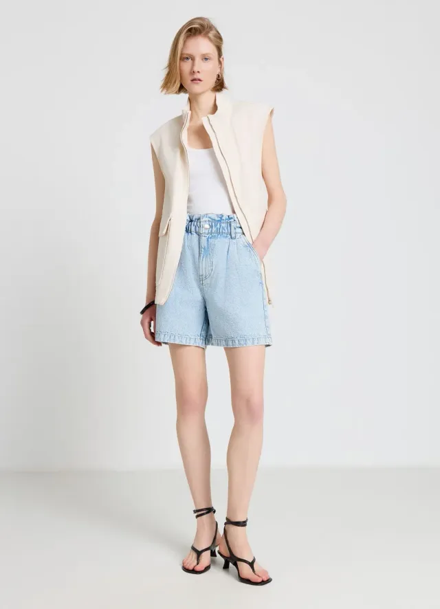Calliope Short jean paperbag femme taille haute