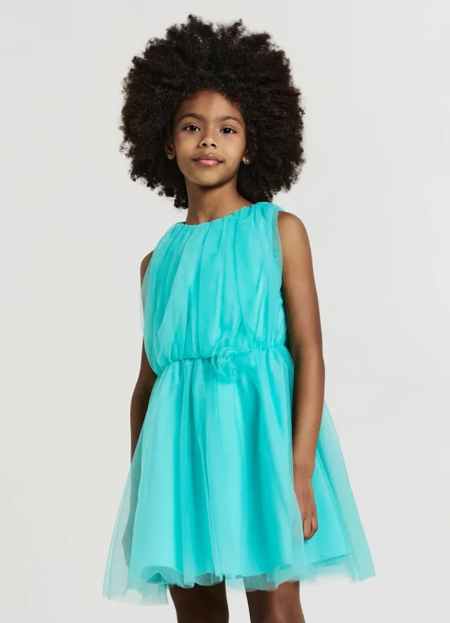 Calliope robe tulle fille courte rose cérémonie