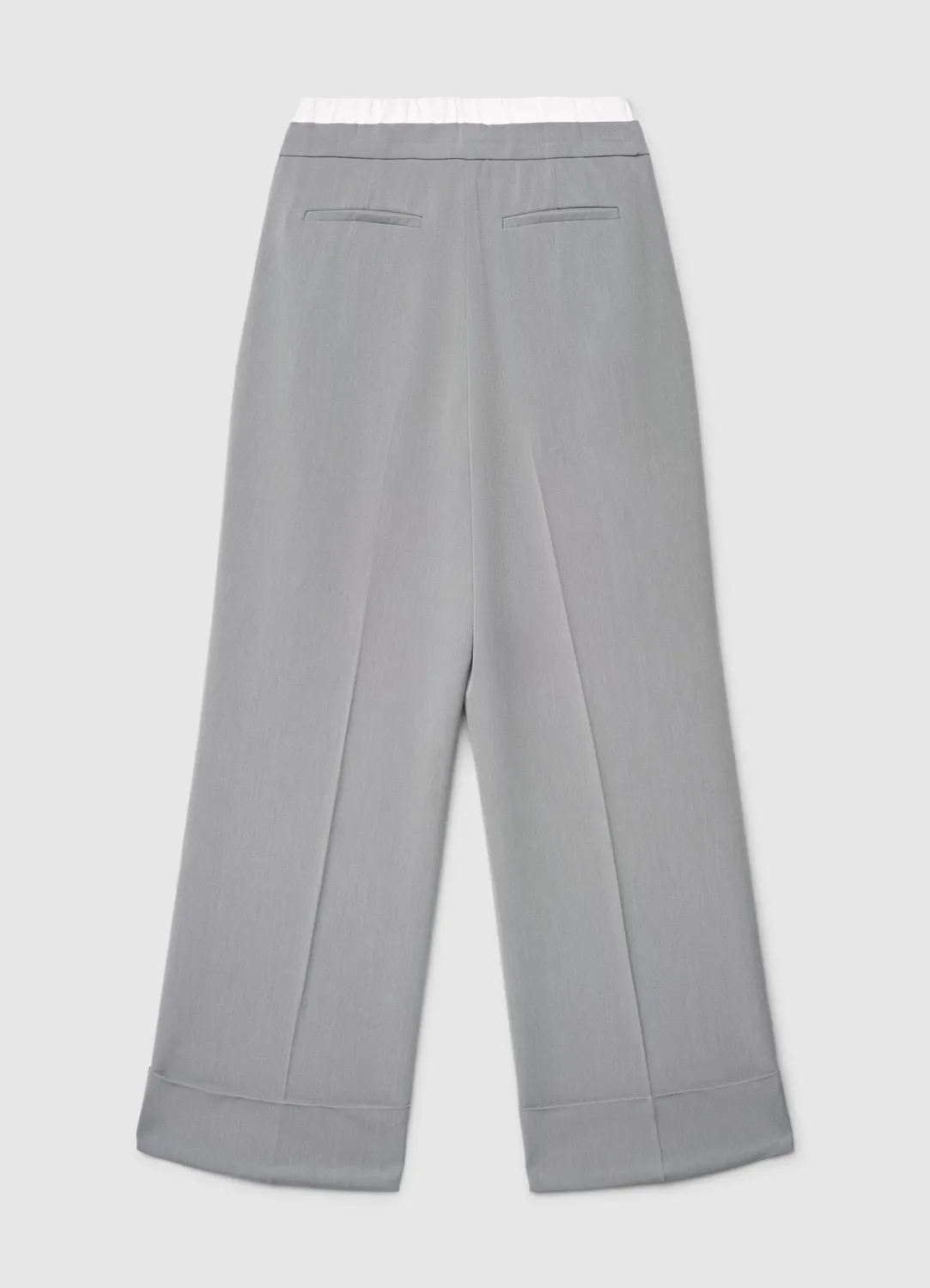 Calliope palazzo à revers pantalon large uni taille élastique