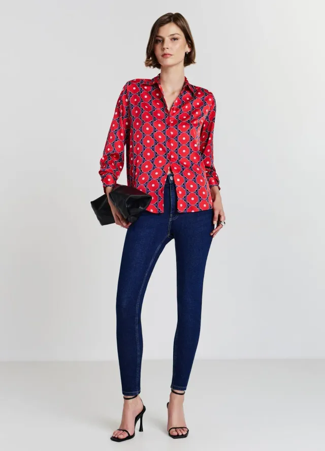 Chemise Calliope satin fantaisie femme manches longues