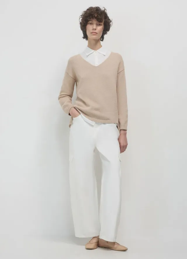 Calliope pull col V coton femme manches longues