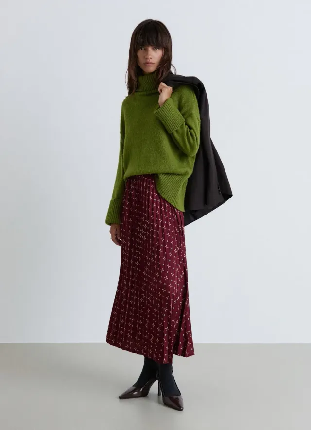 Calliope jupe femme plissée midi imprimée satin