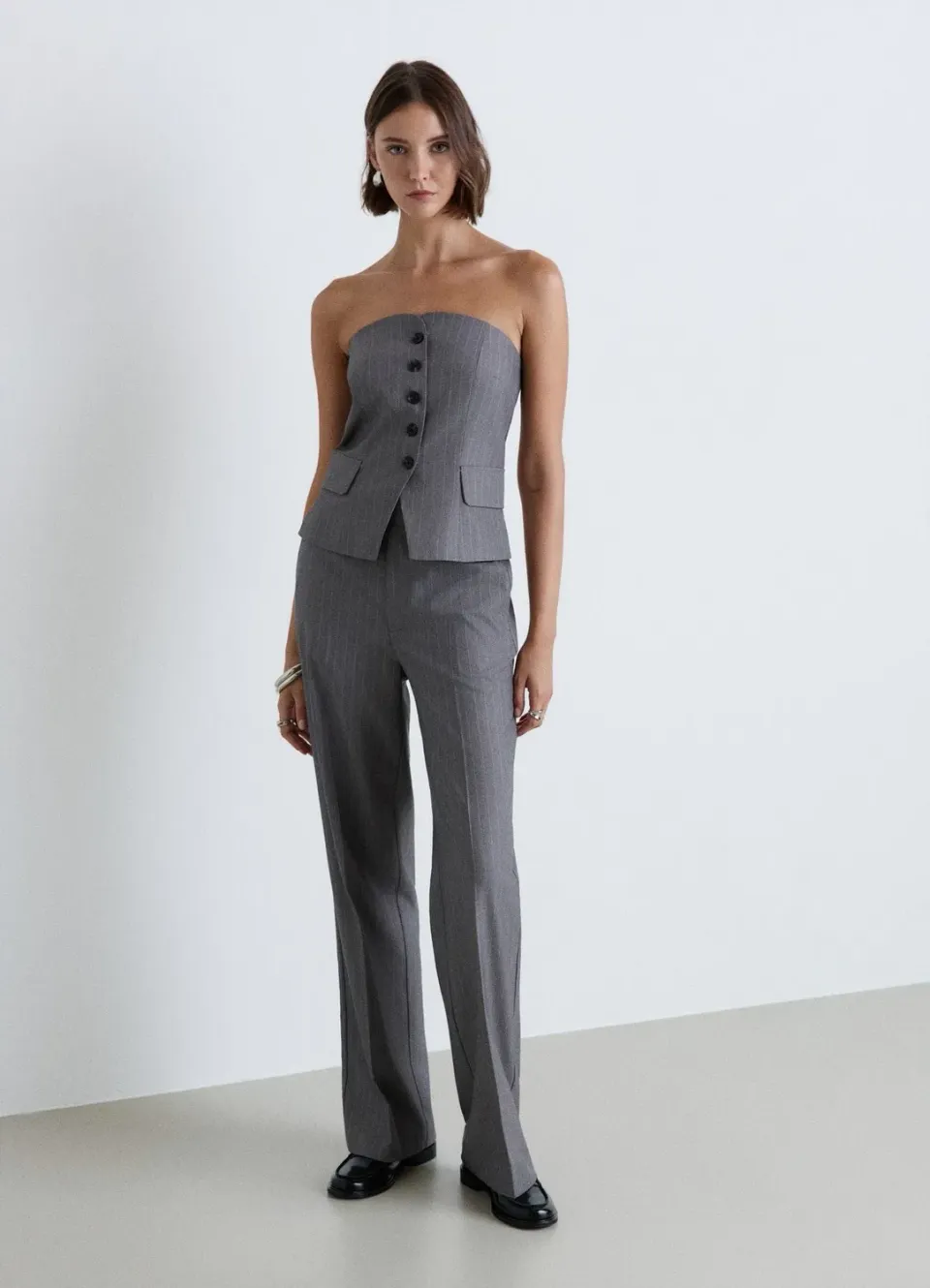 Calliope Atelier gilet bandeau rayé femme boutons