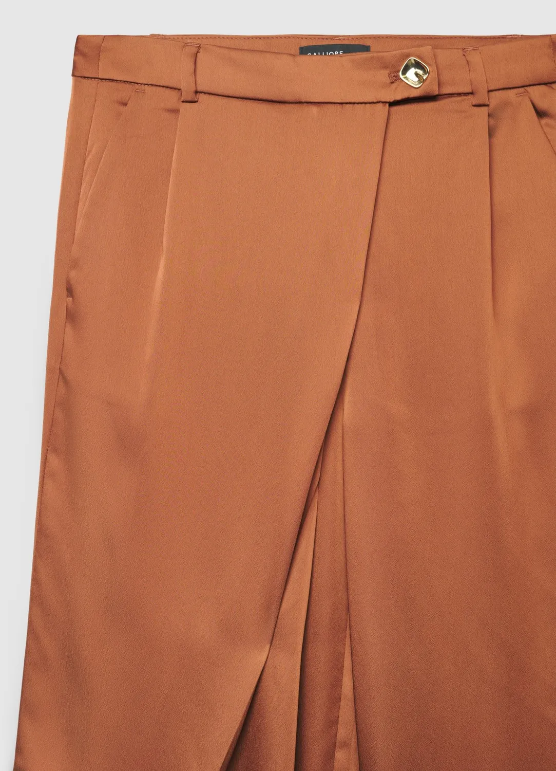 Calliope Pantalon palazzo femme satiné pli asymétrique