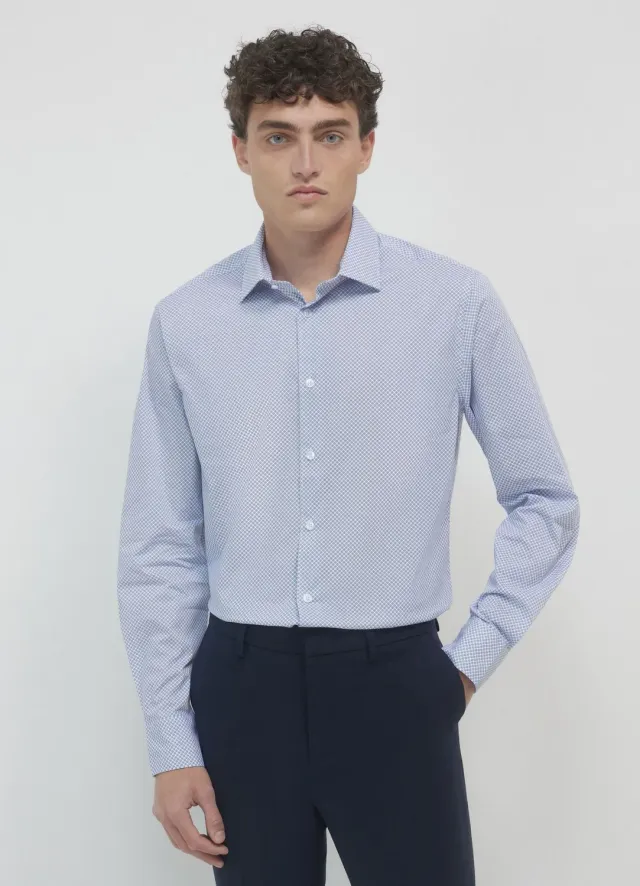 Calliope Chemise homme coton micro-motifs regular