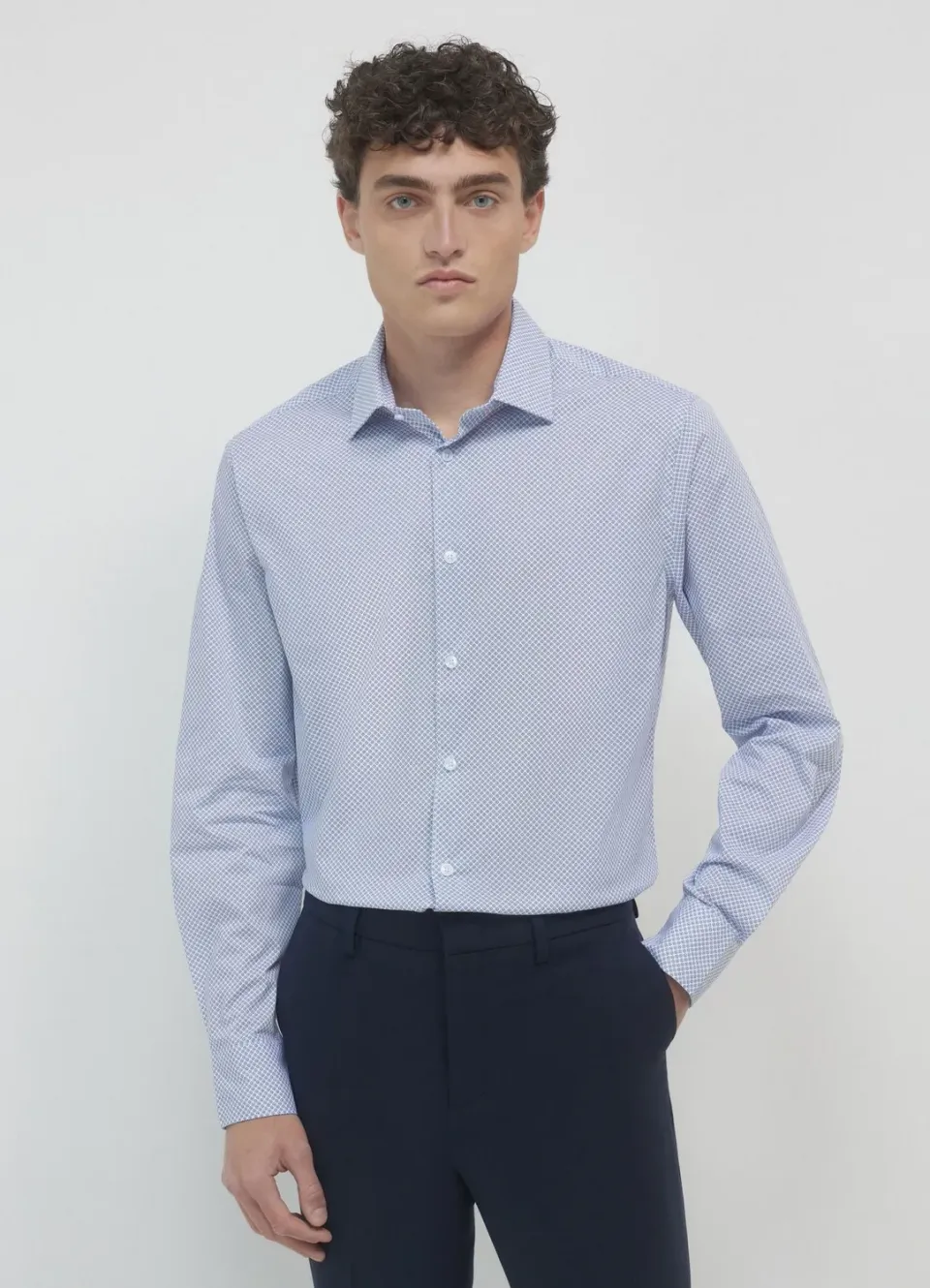 Calliope Chemise homme coton micro-motifs regular