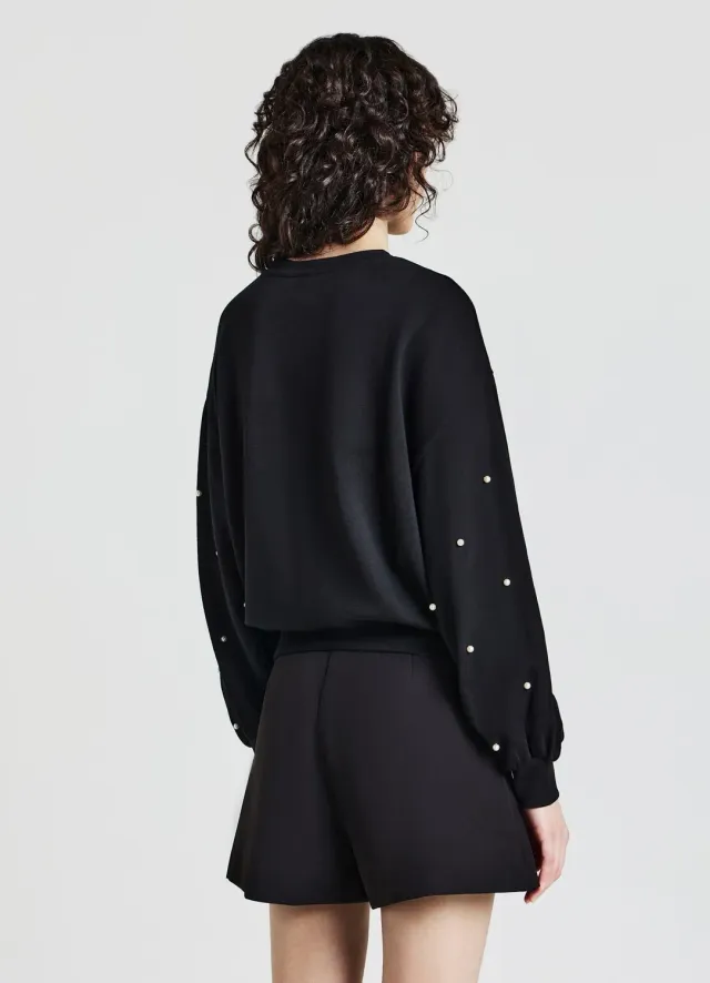 Calliope Felpa perle sweat femme col rond à perles