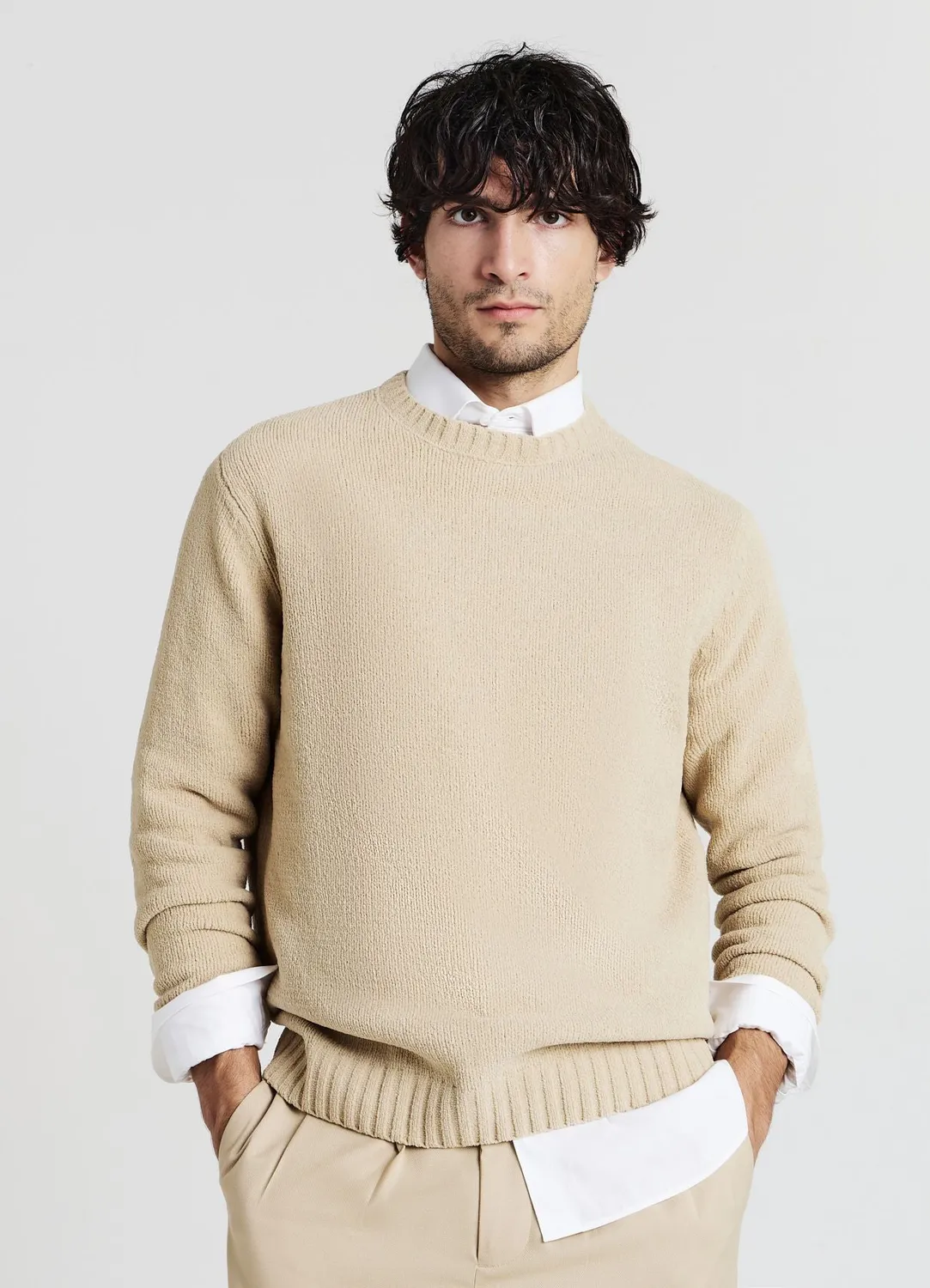 Calliope pull chenille homme col rond manches longues