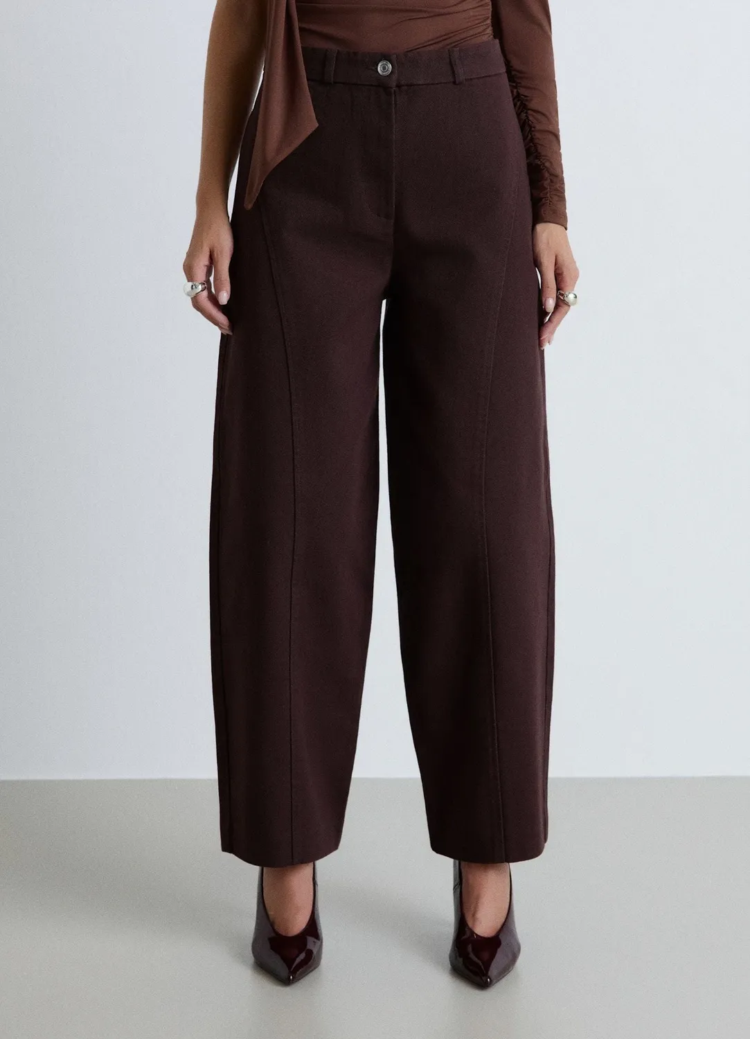 Calliope pantalon balloon femme taille haute uni