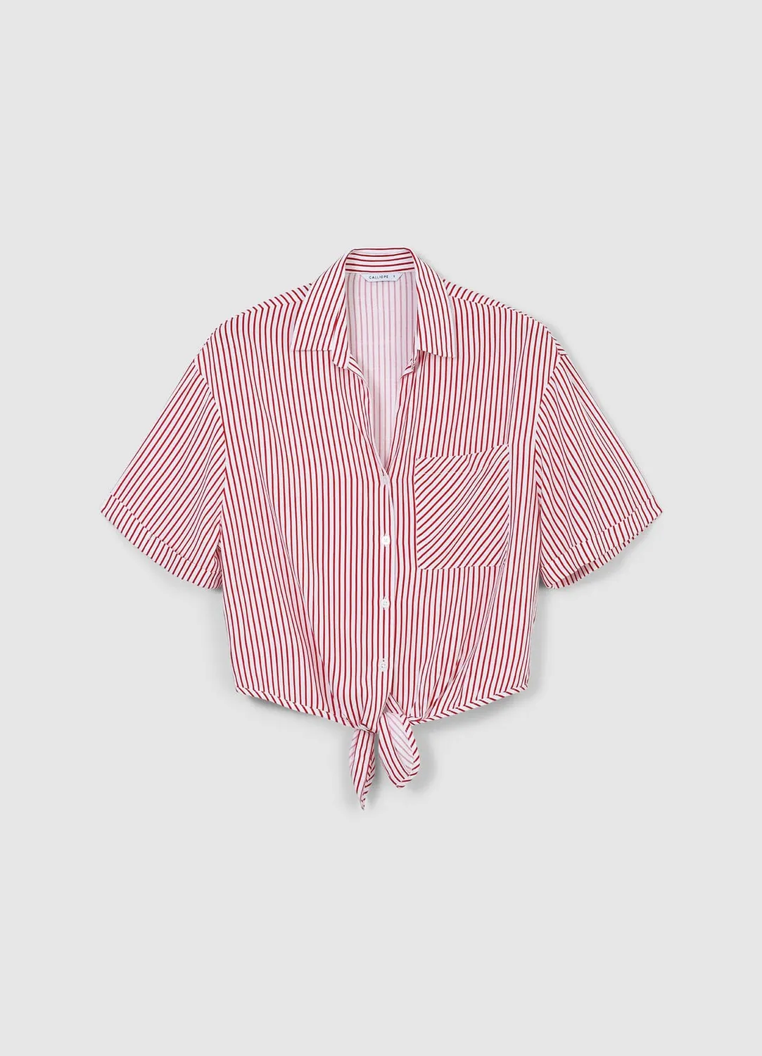 Calliope Chemise rayée nouée femme manches courtes