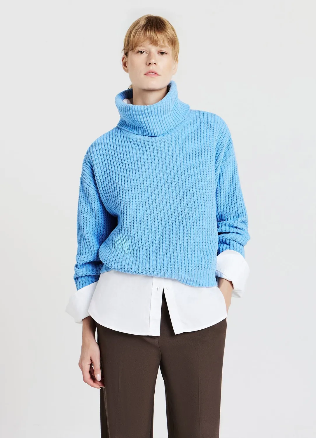 Calliope pull col roulé uni femme maille unie