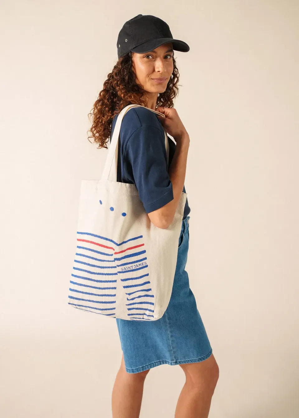 Saint James Pull tote bag coton ecru gitane