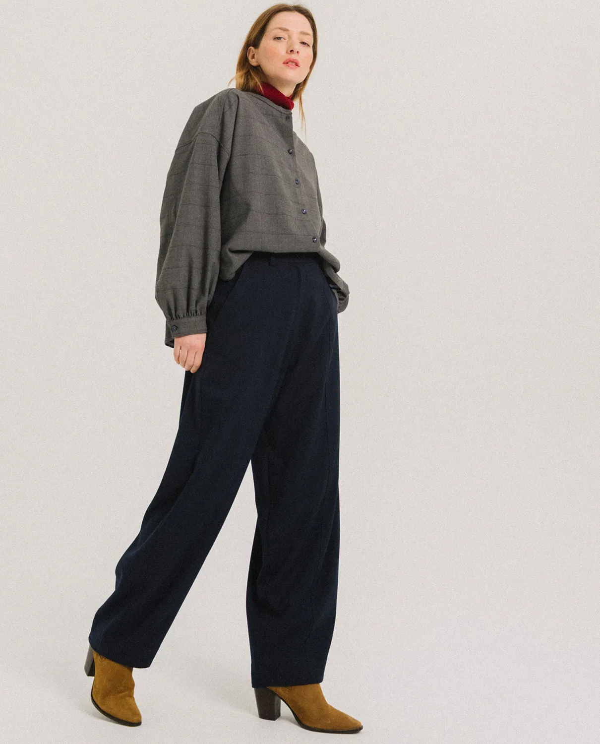 TINSELS EDWIN NAVY pantalon barrel gabardine
