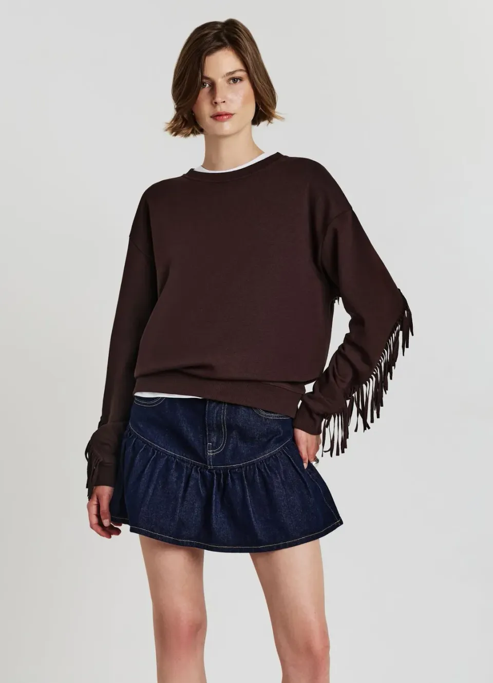 Calliope sweat femme franges col rond