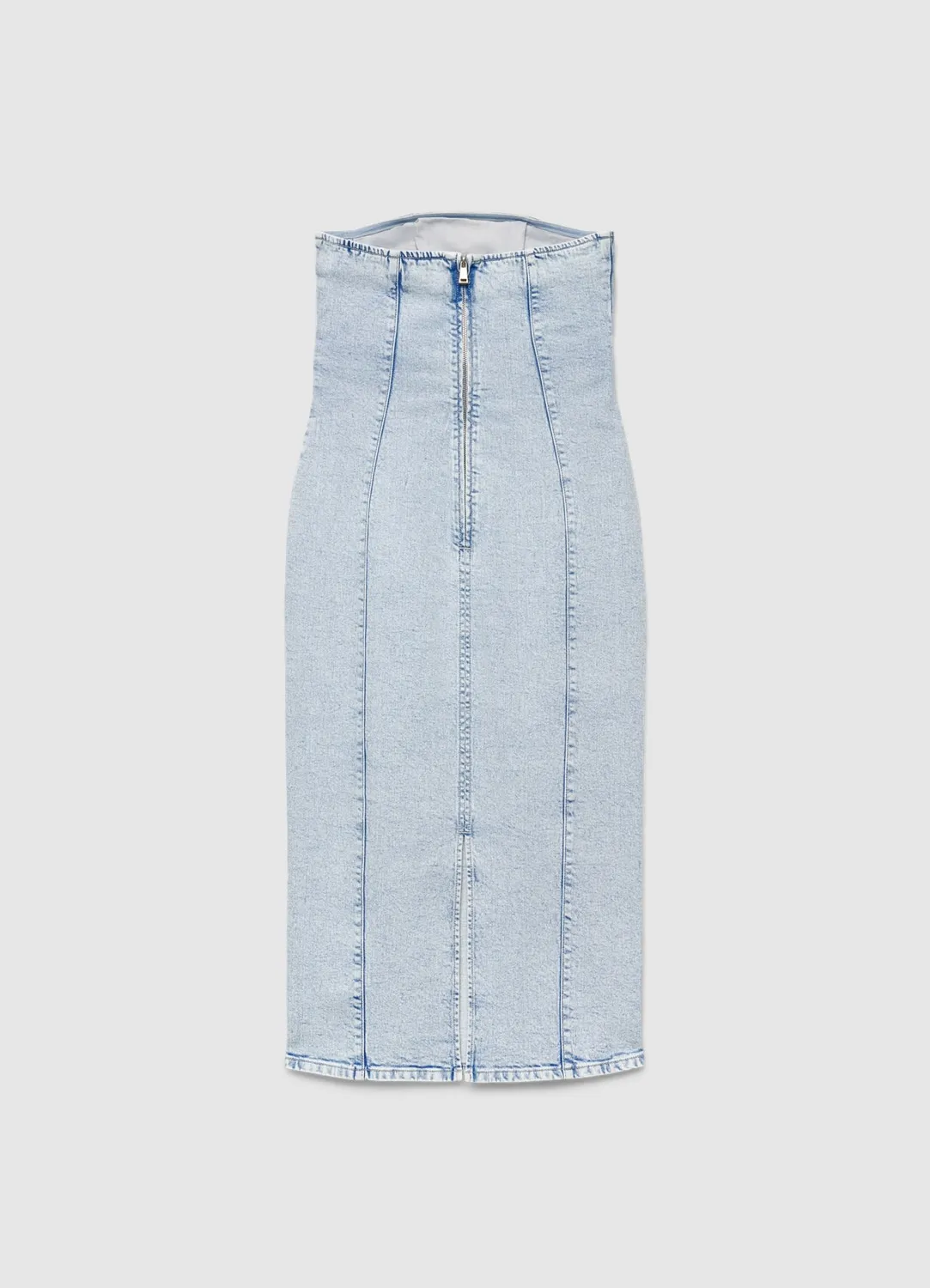 Calliope Robe tubino longue denim col cœur ajustée