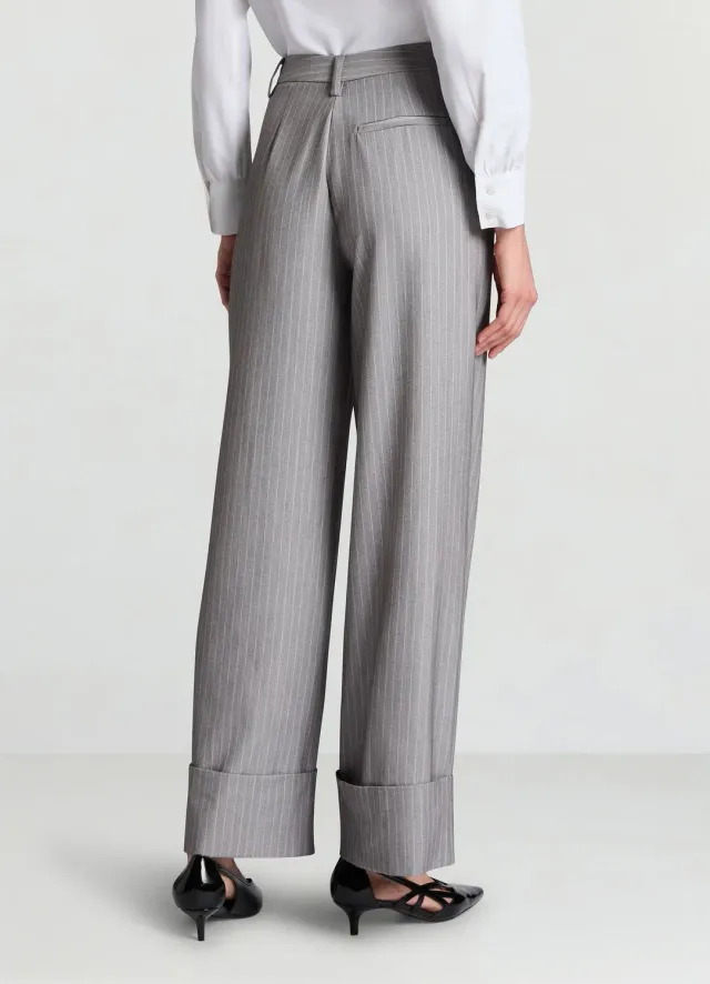 Calliope Pantaloni palazzo gessati pantalon rayé à revers