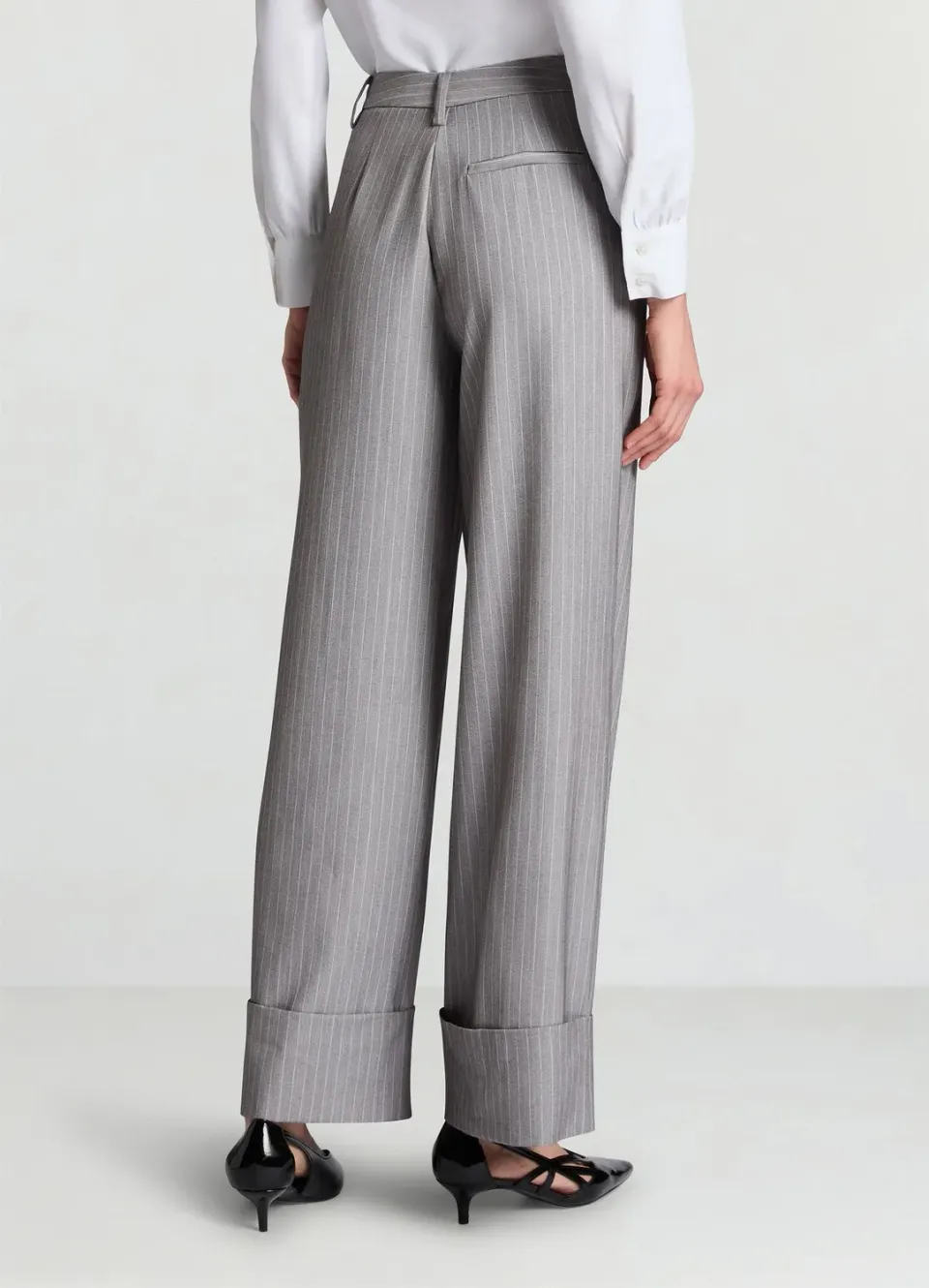 Calliope Pantaloni palazzo gessati pantalon rayé à revers