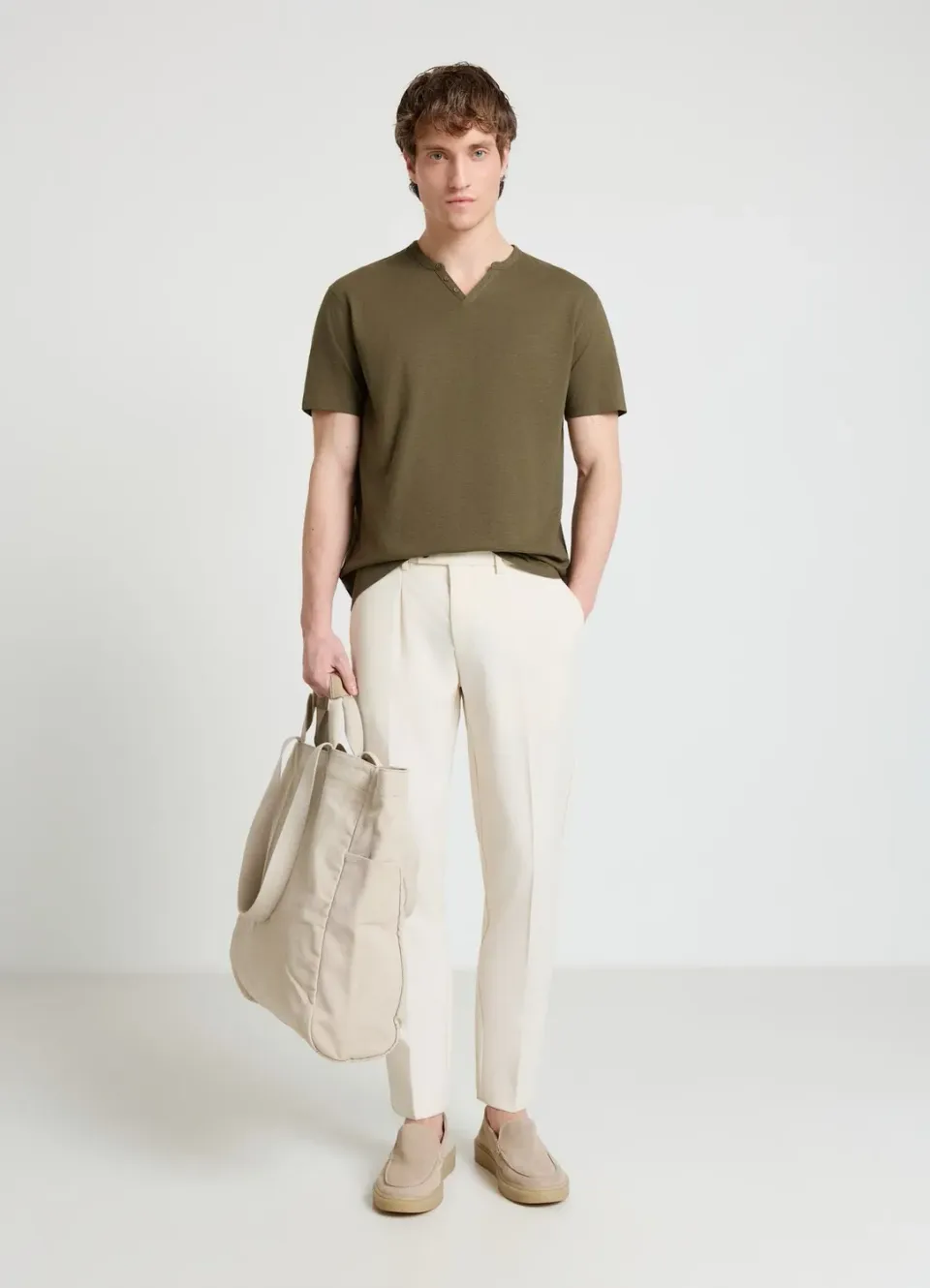 Calliope t-shirt homme henley uni effet flammé