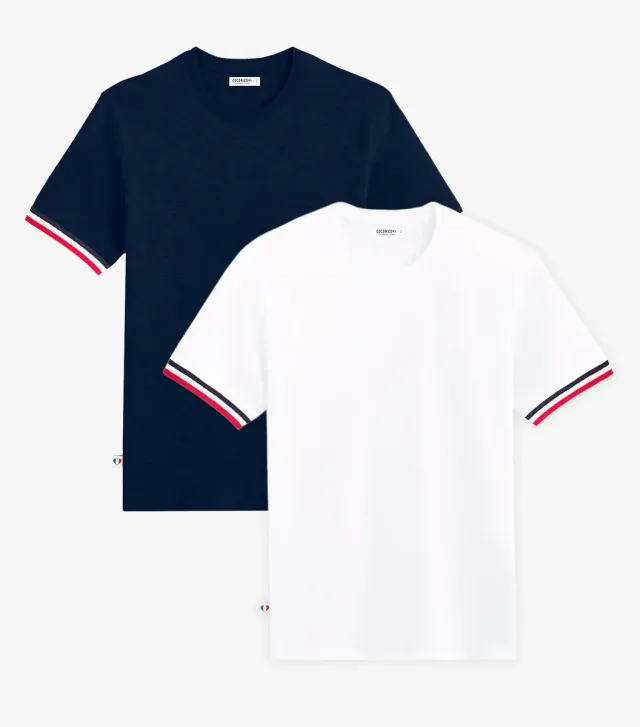 Cocorico Supporter t-shirt homme blanc marine x2 coton