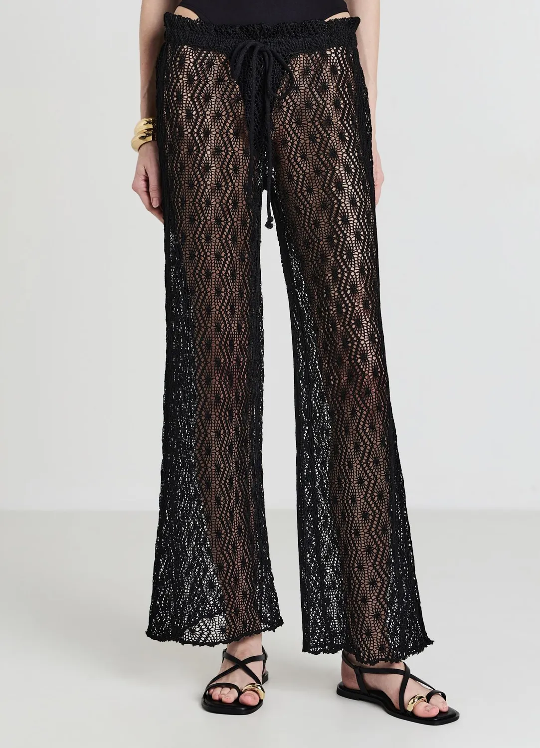Calliope pantalon dentelle femme long cordon