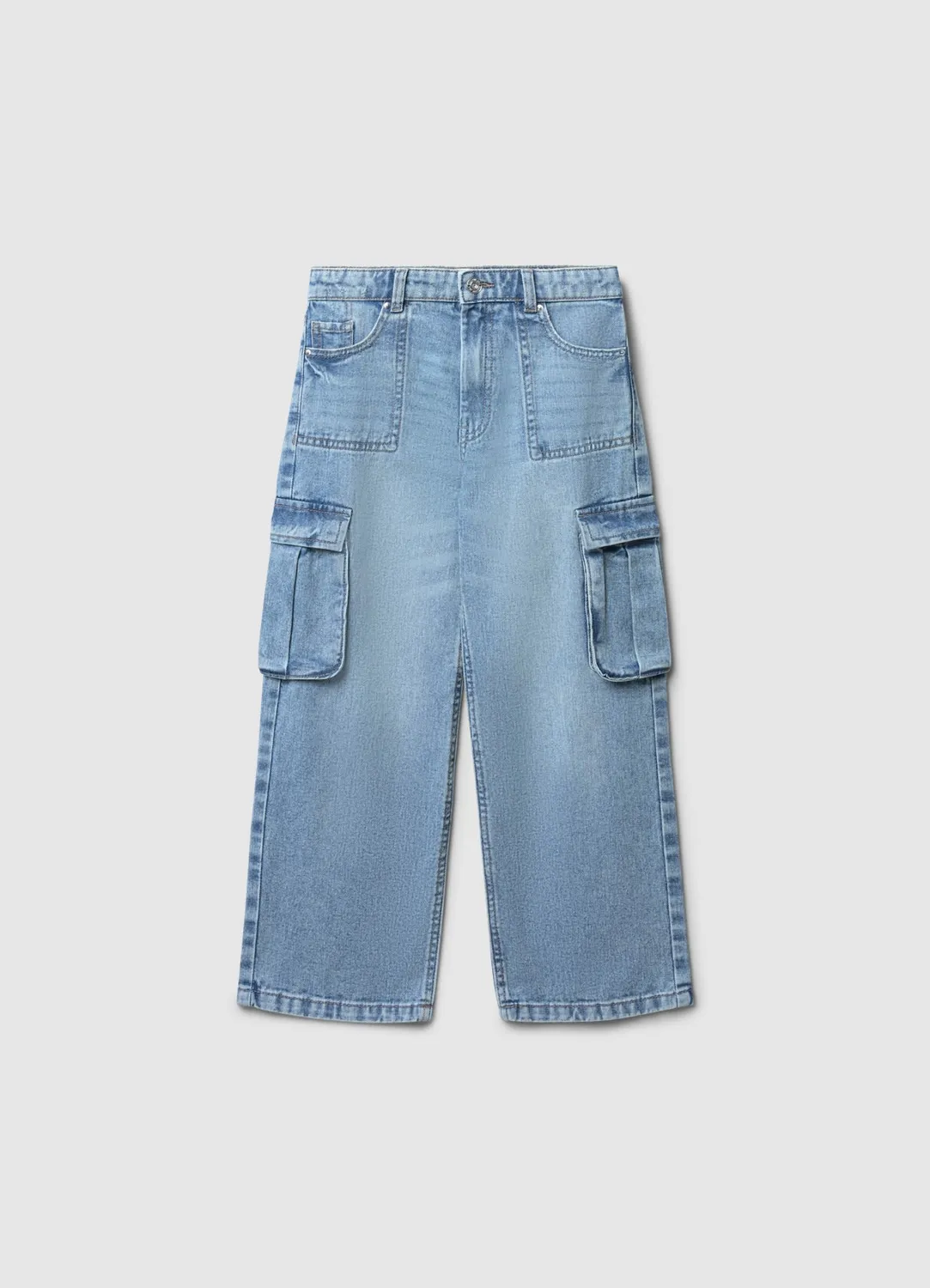 Calliope jean cargo fille wide leg poches