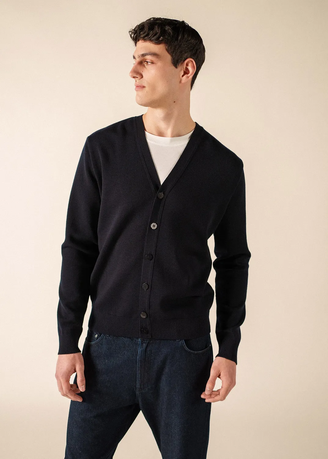 Saint James Equipage cardigan navy/écume 100% laine