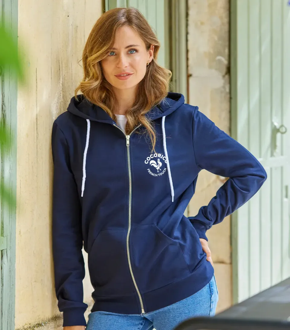 Cocorico Coq Français sweat zippé marine capuche