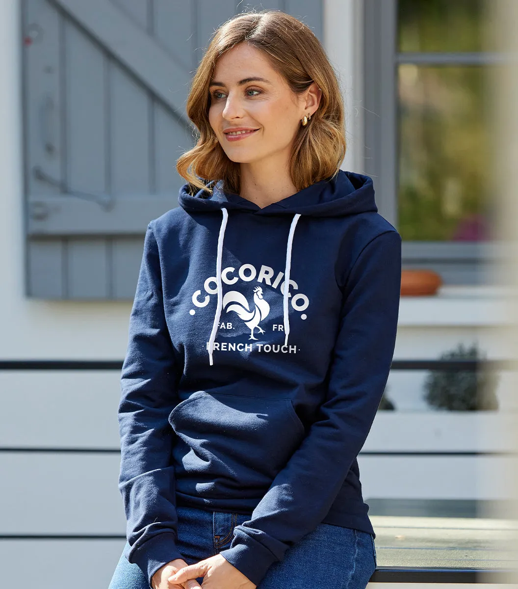 Cocorico Sweat à Capuche Femme Marine Coton