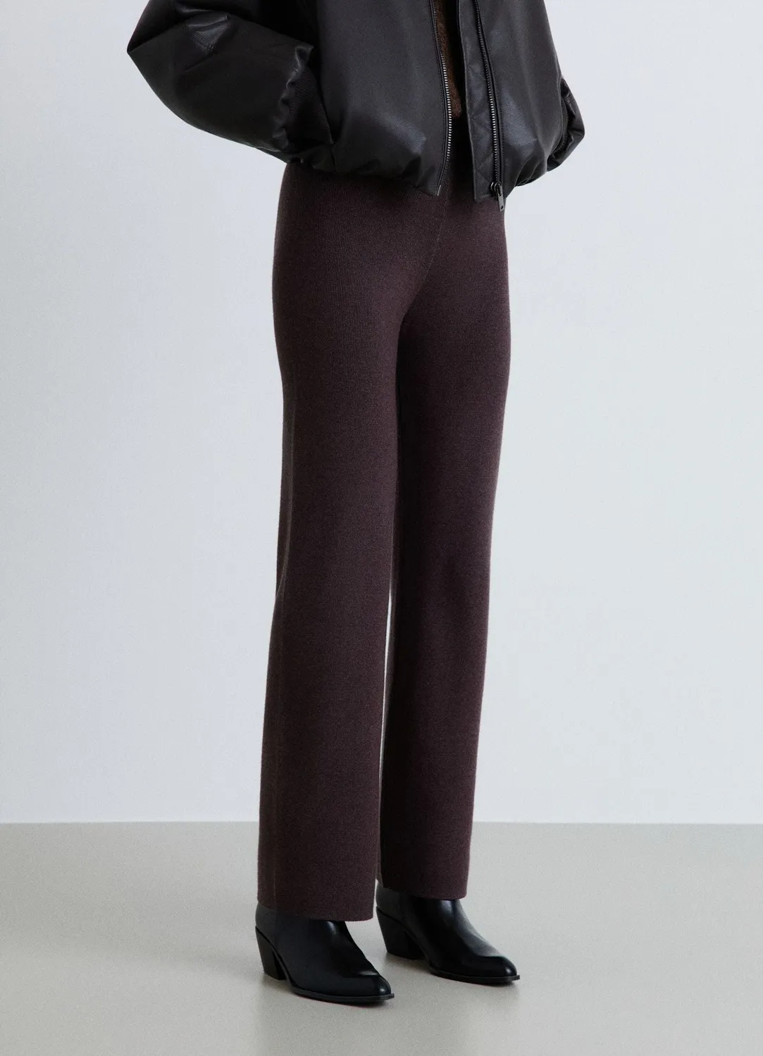 Calliope pantalon maille droit taille haute uni