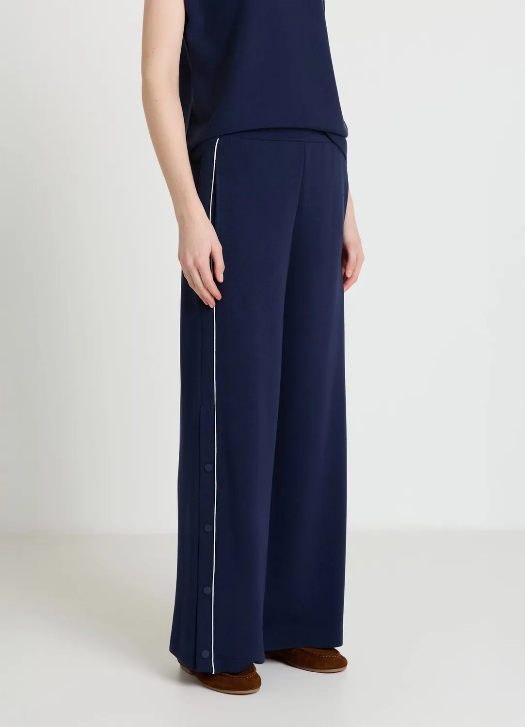 Calliope pantalon palazzo boutons lateraux TU coupe large