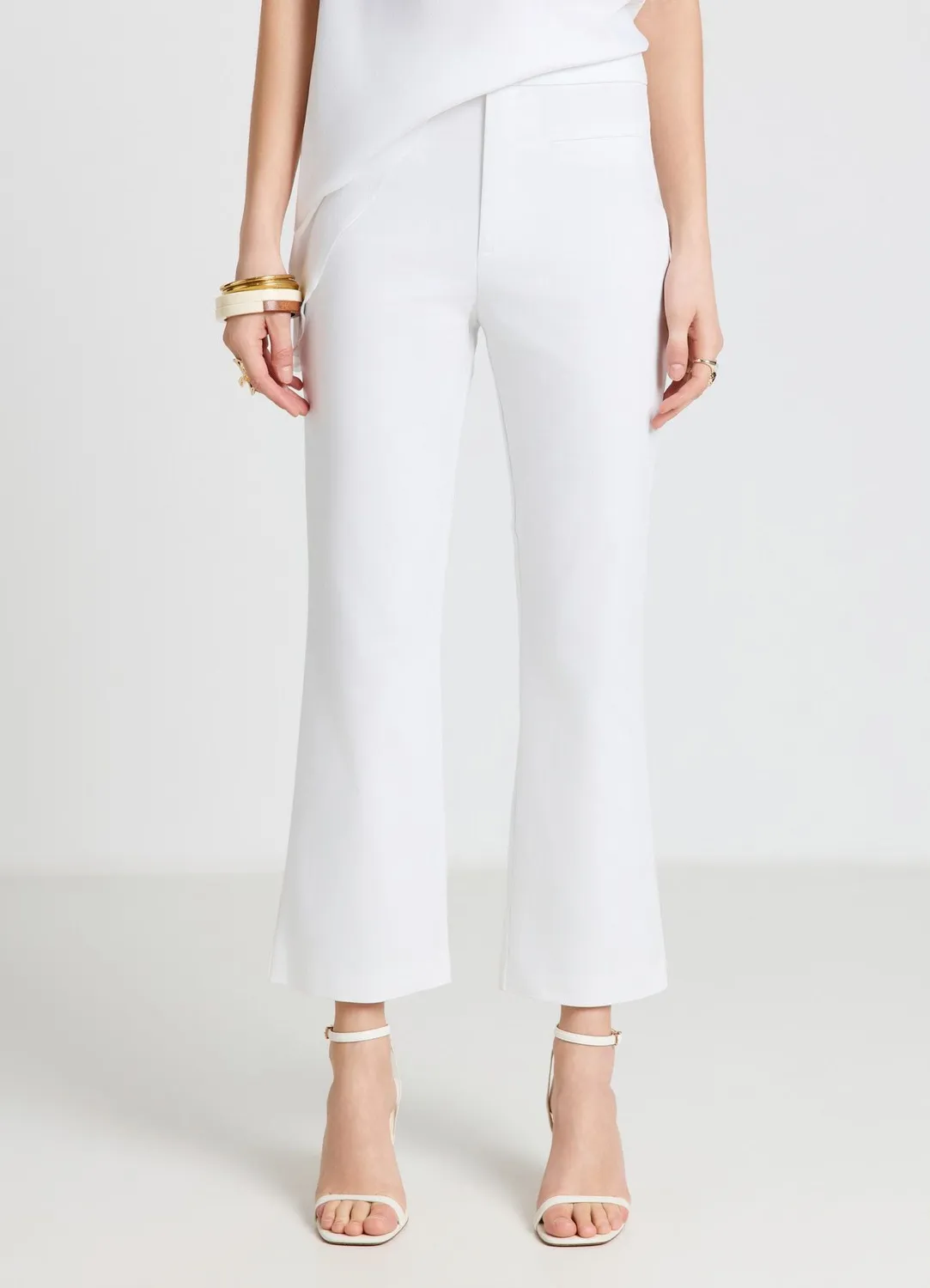 Calliope cropped flare pantalon coton uni
