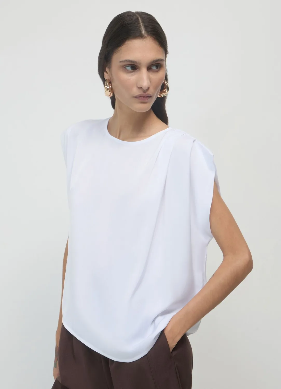 Calliope débardeur femme col rond plissé