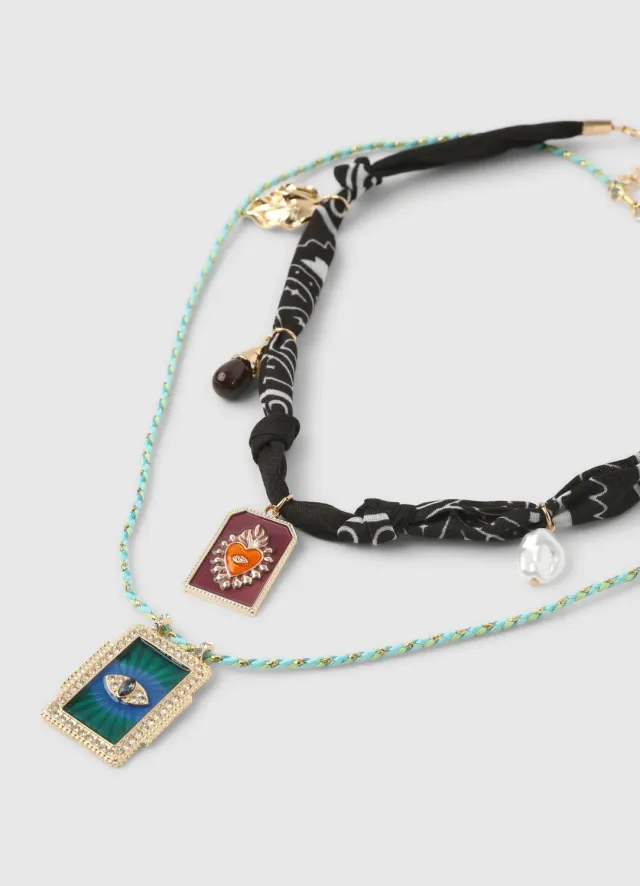Calliope lot 2 colliers bandana femme à charms