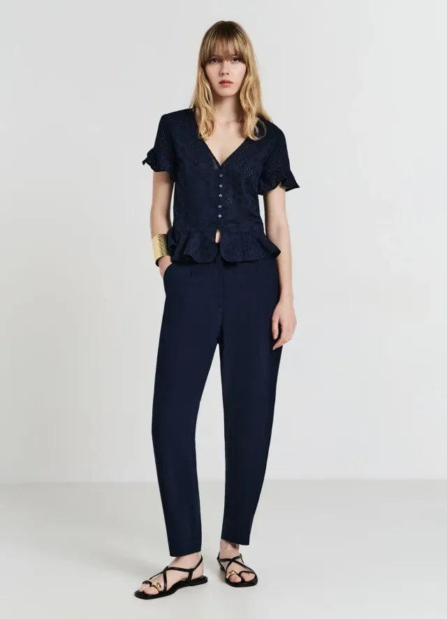 Calliope chemise sangallo femme volants col V