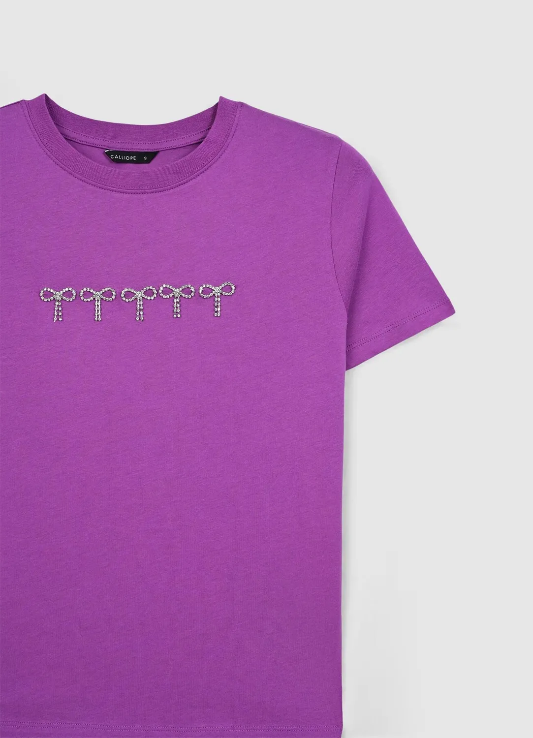 Calliope t-shirt nœuds strass femme coton col rond
